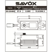Savox SB2264MG - Low Profile High Voltage Brushless Servo .085/208.3 @ 7.4V